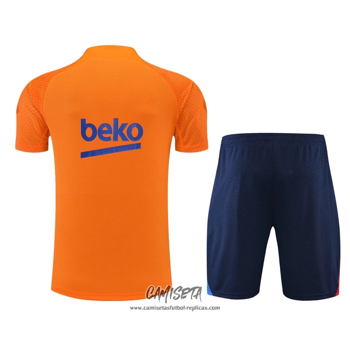 Chandal del Barcelona 2022-2023 Manga Corta Naranja - Pantalon Corto